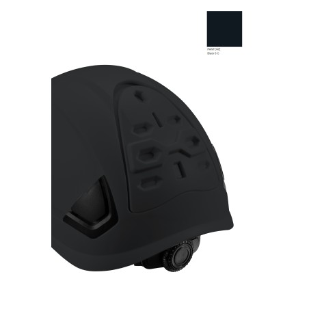 CASCO NEGRO CON VENTILACION Y BARBOQUEJO