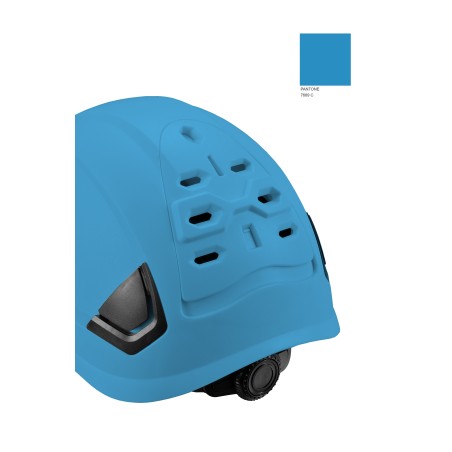 CASCO AZUL CON VENTILACION Y BARBOQUEJO