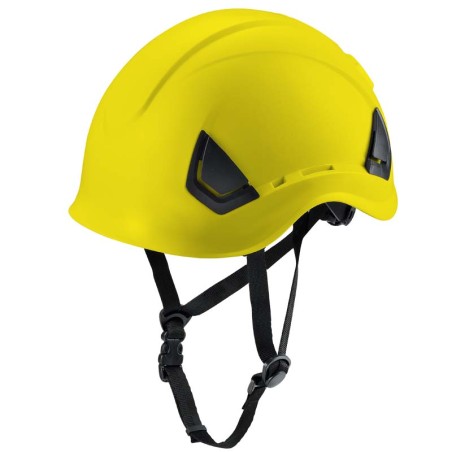 CASCO AMARILLO CON VENTILACION Y BARBOQUEJO